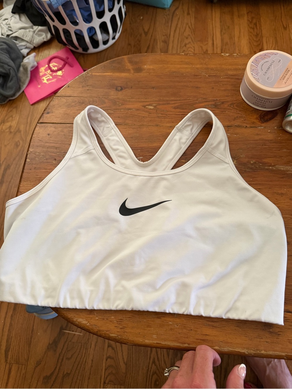 Nike White Dri-FIT Tank with Gray Logo Print